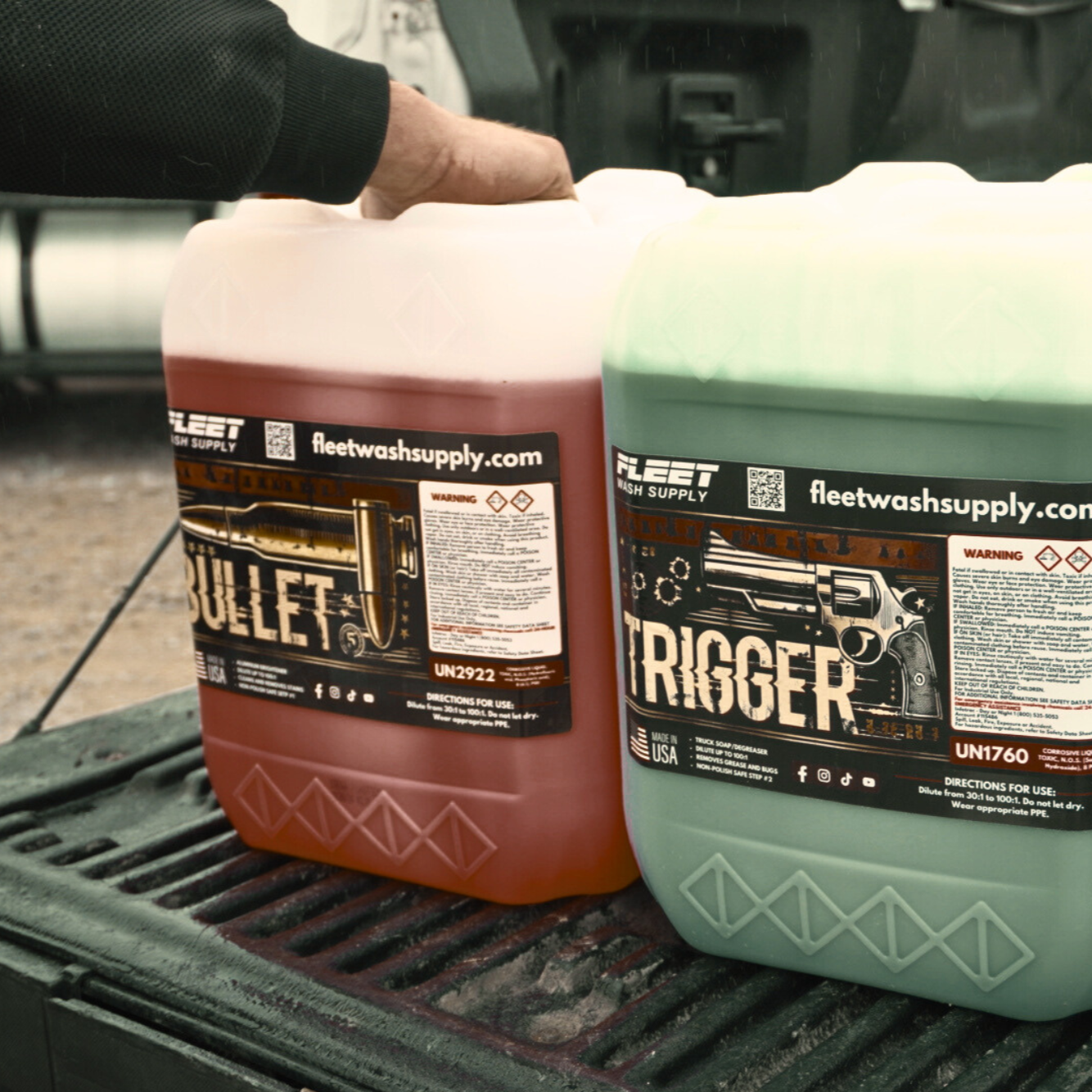 Aluminum brightener for heavy-duty cleaning of fleet vehicles & High-performance truck soap and degreaser, 5 gallons