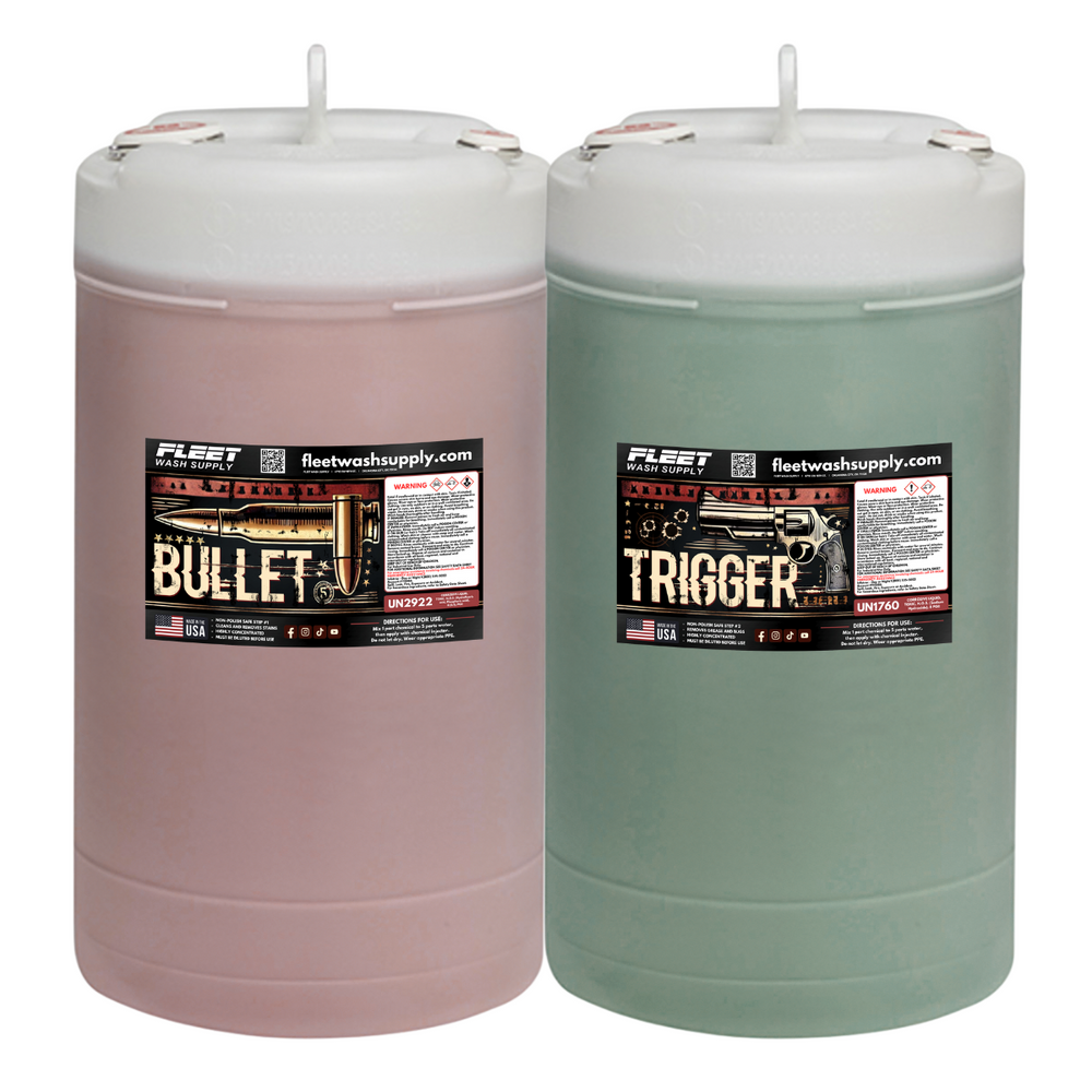 Aluminum brightener for fleet vehicles & non-polish safe truck soap and degreaser, 15 gallons