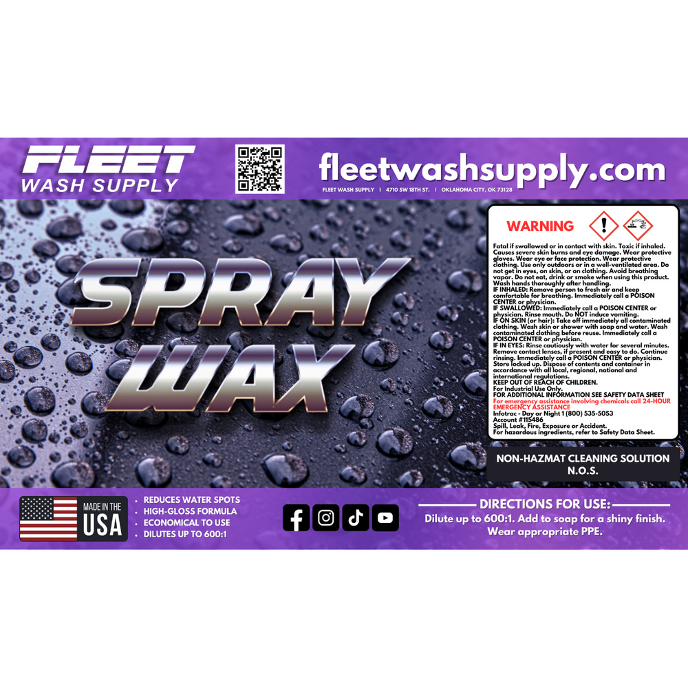 Closeup of label for Semi Truck & Fleet Vehicle Spray Wax