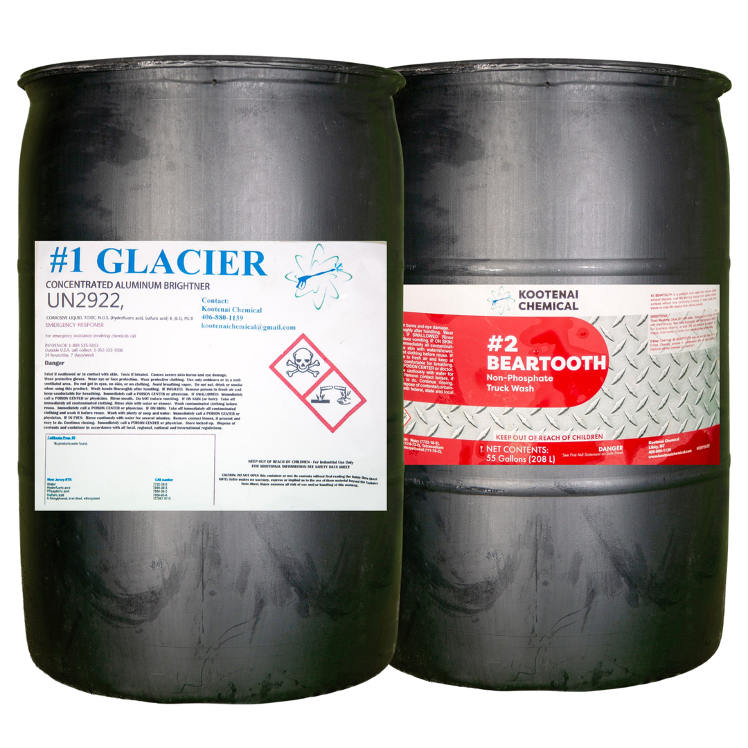 Bundle: Glacier & Beartooth- Step #1 Aluminum Brightener  Step #2 Soap/Degreaser (non-polish safe)